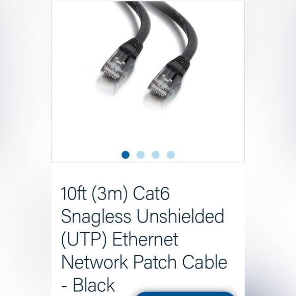 2 PACKS- NEW CABLES | CAT6 Ethernet Cable | Black, 10FT | UTP, 10GBPS - Picture 2 of 5
